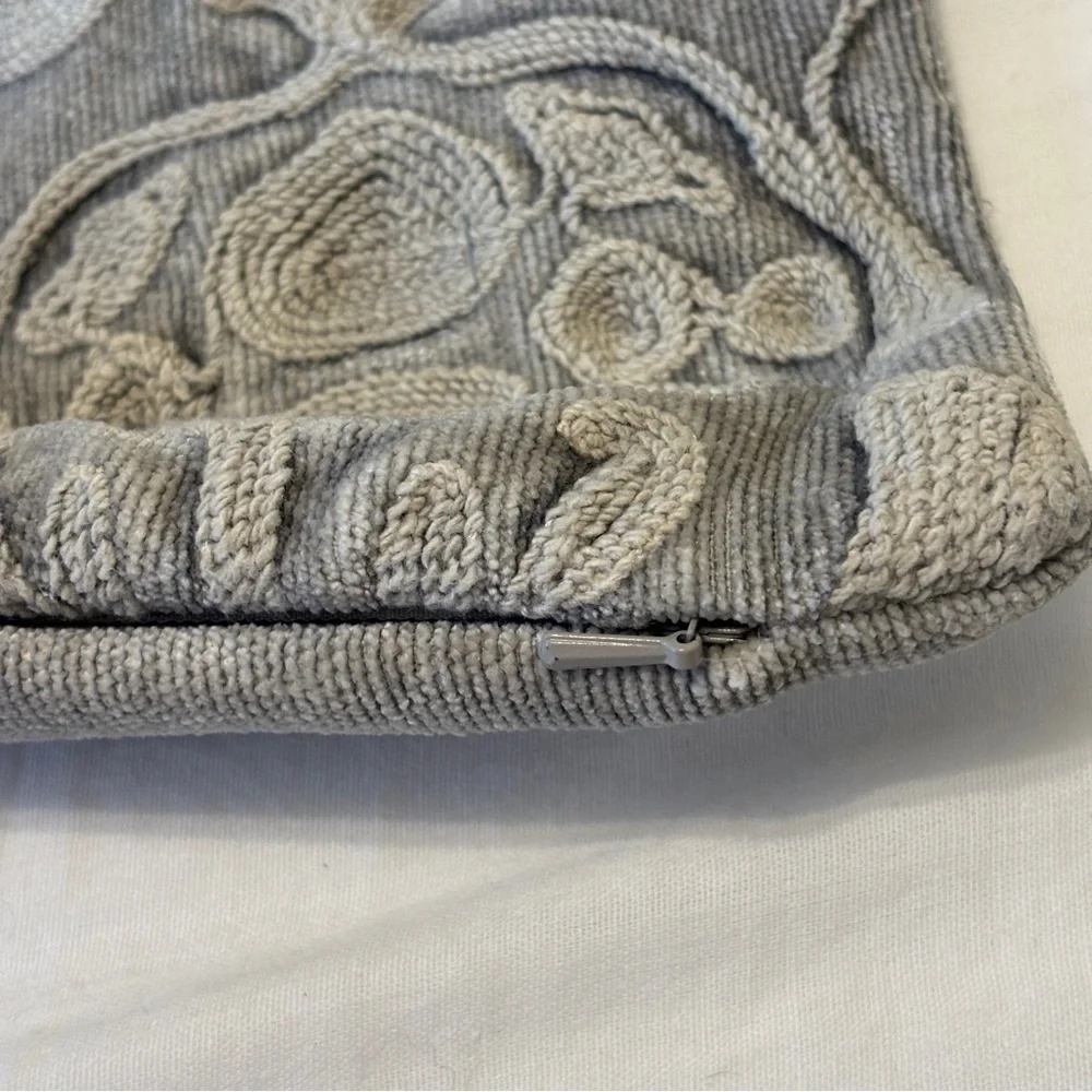 Pottery Barn Embroidered Damask Gray Euro Pillow Sham 22